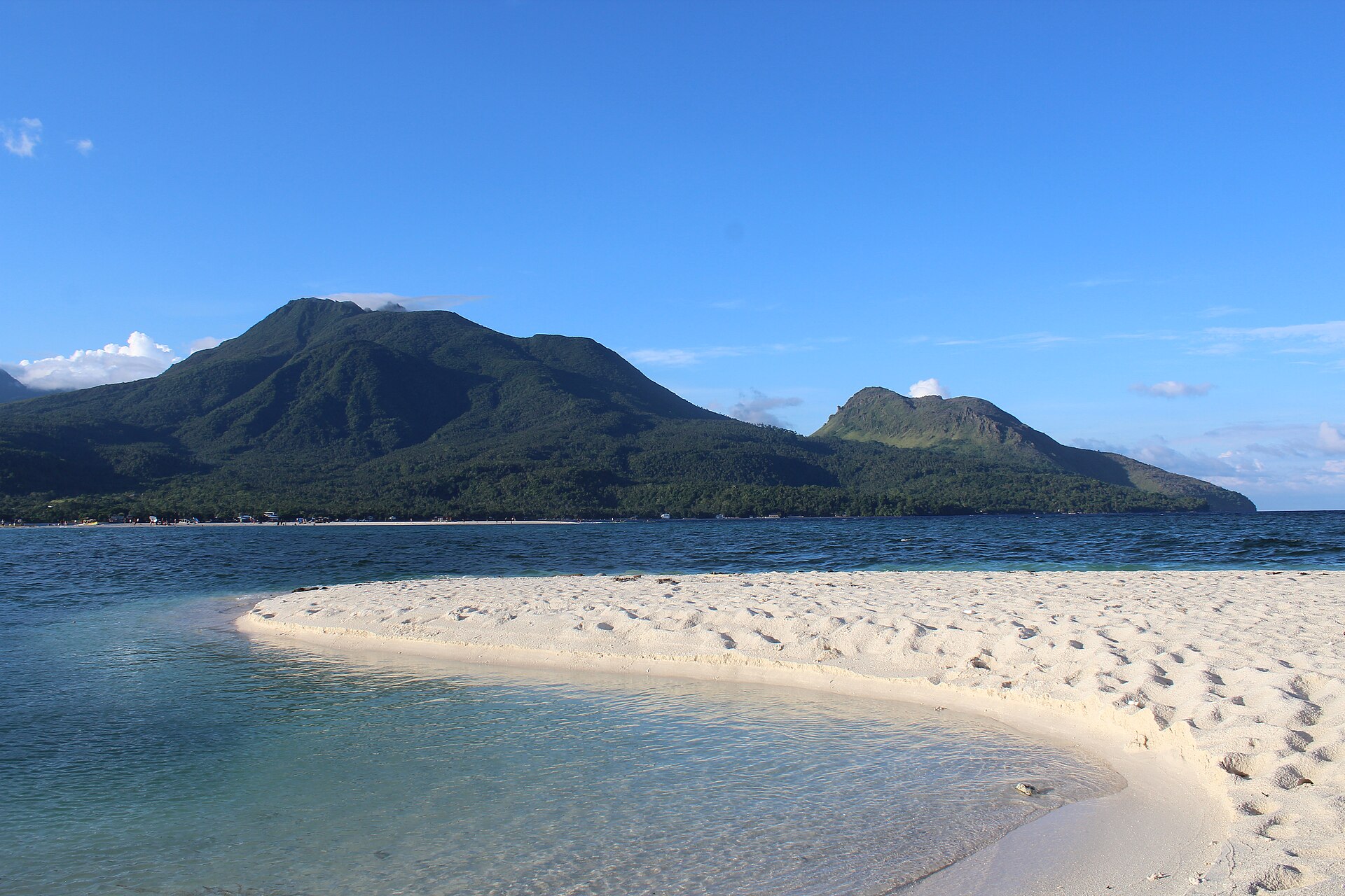 Southern Camiguin viewed from White Island. The unqualified name Camiguin in a species record does not by itself identify this island.